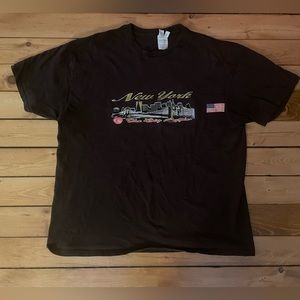 Men’s Vintage size XL New York City NYC Big Apple skyline tourist brown t-shirt